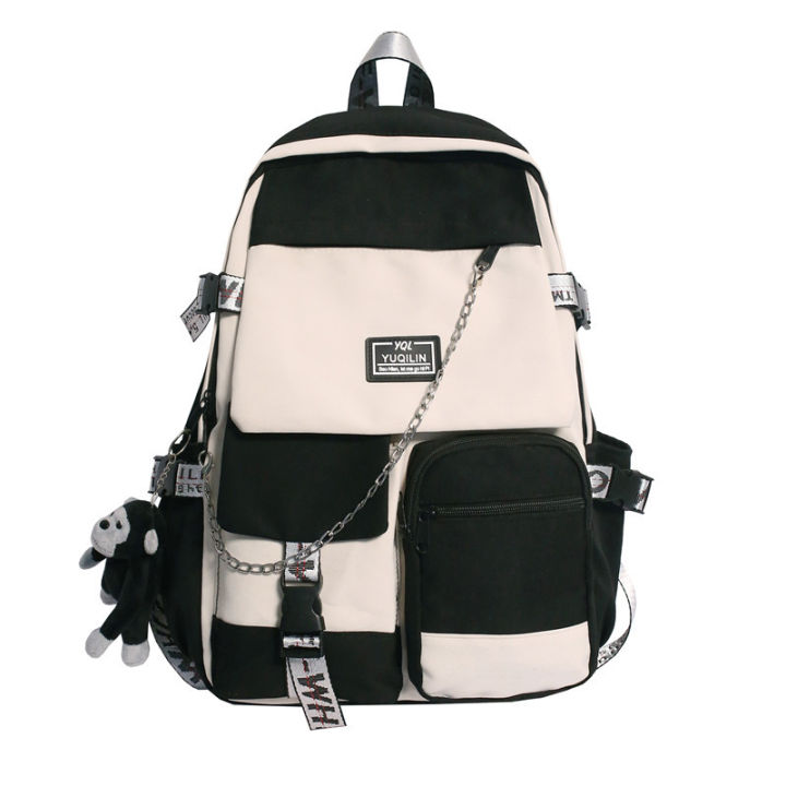 Schoolbag%20Women's%20Korean-Style%20Junior%20High%20School%20College%20Students%20Backpack%20Men's%20Street%20Fashion%20Large%20Capacity%20Fashion%20Backpack%20Trendy%20Cool%20Computer%20Bag%20-%20Image%205