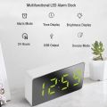 Digital Alarm Clock LED Curved Surface Mirror Electronic Clock Night Mode Snooze Desktop Table Clock for Home Decoration. 
