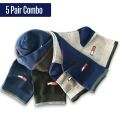 New Men Casual Ankle Socks 5-Pack Set, Comfort Fit, Multi-Color. 