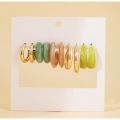 5Pairs Enamel Set Earrings Metal Earings Female.