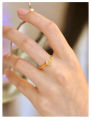 18k saudi gold pawnable original Small square sugar citrine diamond ring for women luxury design fashion jewellery. 