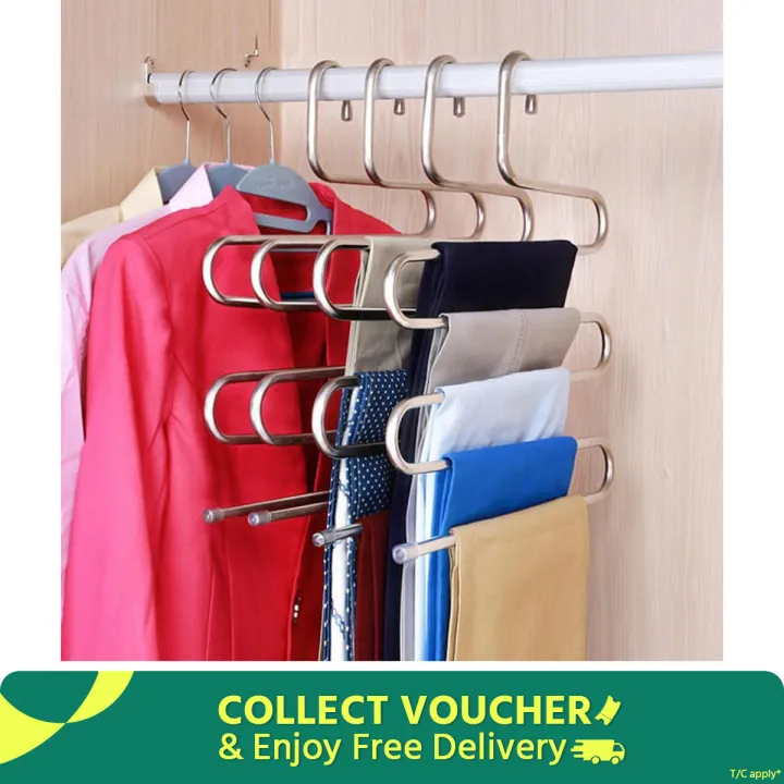 উচ্চ মানের 5 স্তরের স্টেইনলেস স্টিলের প্যান্ট এবং কাপড়ের হ্যাঙ্গার ...