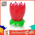 HelloWorld Birthday Candle Solid Paraffin Blossoming Birthday Cake Electronic Lotus Candle.