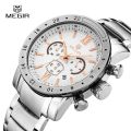 MEGIR Hot Brand Quartz Watches For Men Man's Business White Wristwatch Fashion Three-Eyes Waterproof Luminous Watch For Male. 