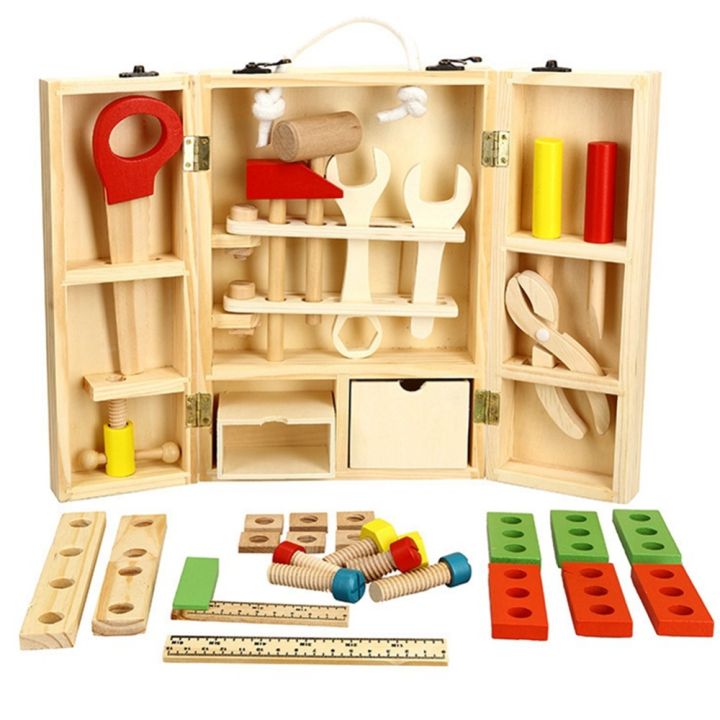 Kids Wooden Tool Box Set Construction Toys Wooden Toys for ldren