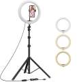 10 Inch Studio Camera Ring Light Photo Phone Video Light Annular Lamp Ring Fill Light With 200cm Stand - Ring Light - Ring Light.