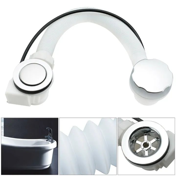 Chrome Round Connection Bathroom Kit Bathtub Drain Tube Bath Overflow Concealed Waste Pipe