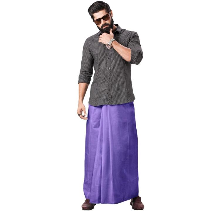 AMANAT SHAH LUNGI FOR MEN - ONE COLOR - LINEN STITCHED LUNGI (5 HAND)