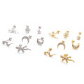【Hey my home】New Style Stainless Ear Piercing Stud Cz Gecko Moon Cartilage Conch Screw Back Earring. 