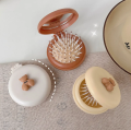 Folding Hair Brush with Mirror Round Folding Pocket Hair Comb with Makeup Mirror. 