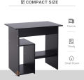 RoyalDecor Compact Small Computer Table Wooden Desk Keyboard Tray Storage Shelf Modern Corner Table Home Office Black.