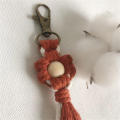 Hand-woven Rustic Small Flower Tassel Keychain Creative Handmade Bag Car Wallet Pendant.