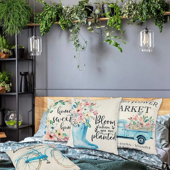 Spring%20Pillow%20Covers%2018X18Inch%20Throw%20Pillow%20Case%20Set%20of%204,Home%20Decor%20-%20Image%204