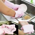 Dishwashing Cleaning Gloves Magic Silicone Rubber Dish Washing Gloves for Household Sponge Scrubber Kitchen Cleaning Tools. 