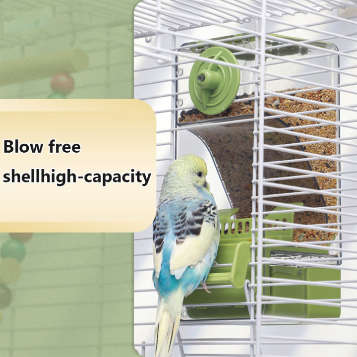 GC No Mess Automatic Bird Feeder, Transparent Seed Food Container, Parrot Feeder Cage Accessories For Small Birds Parrot Cockatoo Canary Parakeets