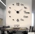 Large DIY Wall Clock Frameless 3D Mirror Wall Clock for Living Room Home Office Decoration Stickers.