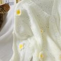 Women cardigan Sweaters Korean Sweet V-neck Floral Printing Hollow Out Knitted Cardigans Female Casual Long sleeve Sweater Coat. 