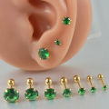 1PC Emerald green stud earrings May Birthstone studs Golden stud earrings tiny stud earrings small studs cartilage helix earring. 