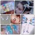 Internet Celebrity Colorful Mermaid Dragon Girl Merman Makeup Bright Scales Face Pasters Sequin Ancient Han Chinese Clothing Accessories Sequin. 