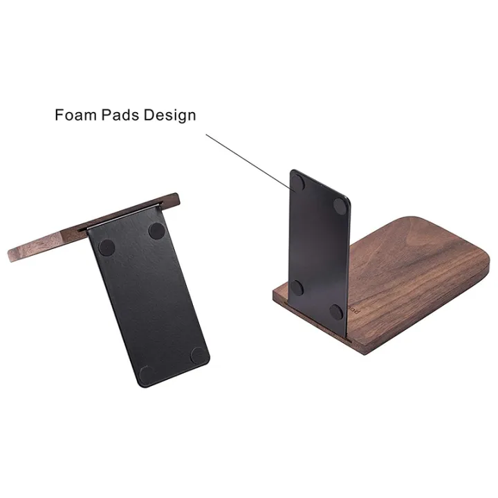 4Pcs%20Wooden%20Bookends%20with%20Metal%20Base%20Heavy%20Duty%20Black%20Walnut%20Book%20Stand%20with%20Anti-Skid%20Dots%20for%20Office%20Desktop%20-%20Image%206