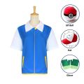 Pokemon Cosplay Anime Ash Ketchum Clothes Men Blue Jacket Costume Boys Girls Cosplay for Party Trainer Pokemon Cap Gloves Set.