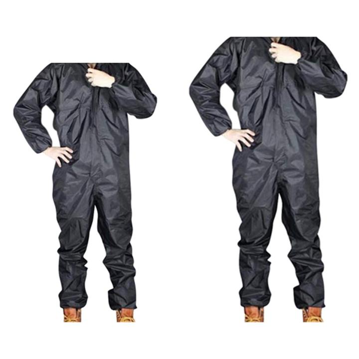 2 Pcs Fashion Motorcycle Raincoat /Conjoined Raincoat/Overalls Men and Women Fission Rain Suit Rain Coat Black, L & XL