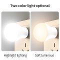 2Pcs Rechargeable Battery Powered  USB Night Light Mobile Power Charging Eye Protection Reading Indoor Plug-in LED Small Round Lights. 