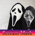 Horror Scream Mask Halloween Scream Ghost Mask Grim Reaper Headgear Latex Mask Party Prom Cosplay Ghost Scream Dress Up Props. 