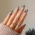 24PCS Black Matte Leopard Wearing False Nail Tips Stiletto Cow Pattern Detachable Nails Full Cover Girls Press on Nails Art. 