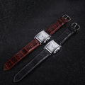 DZG retro business men's watch simple and elegant quartz watch Roman scale three-eye square belt watch. 