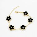 CARLIDANA Luxury Design Five Leaf Flower Bracelet Wholesale Vacuum Gold Plated Fashion Colorful Flower Jewelry for Women Party.