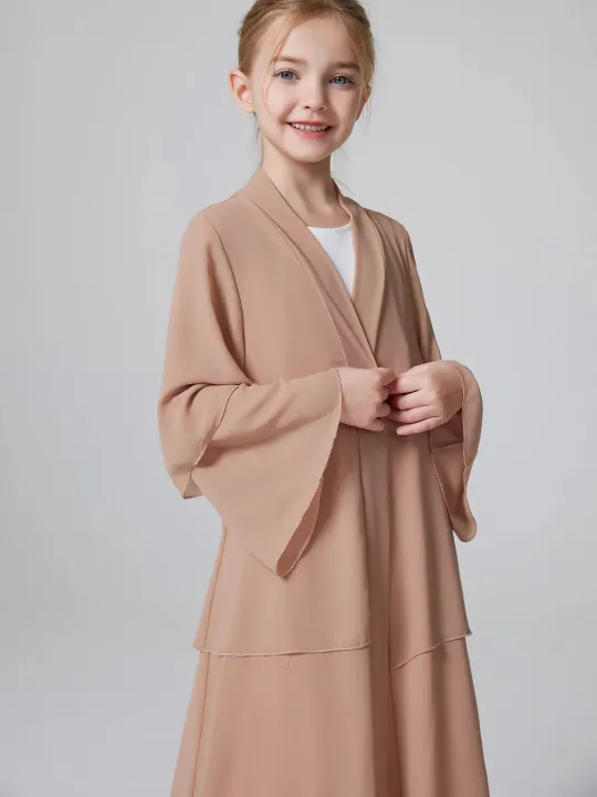 Ramadan%20Muslim%20Girls%203%20Layered%20Chiffon%20Kids%20Abaya%20Dress%20Open%20Front%20Abaya%20Kebaya%20Outerwear%20(Without%20Hijab)%20-%20Image%206