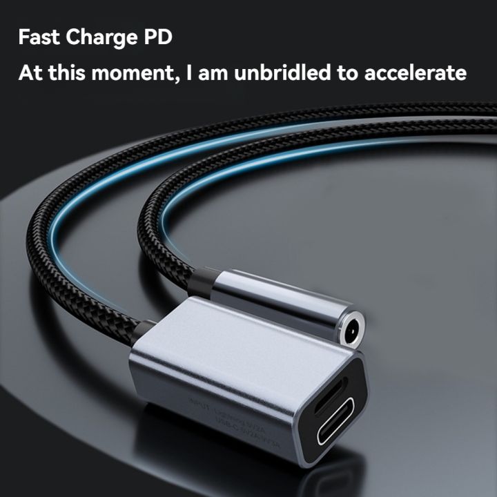 3in1%20USB%20C%20to%203.5mm/Type-C/IOS%20Aux%20Audio%20Adapter%20Gray%20-%20Image%205