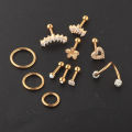 1Set Ear Bone Nail Piercing Set Cartilage Zircon Tragus Nose Lip Rings Helix Barbell Stud Earring Hypoallergenic Pircing Jewelry.