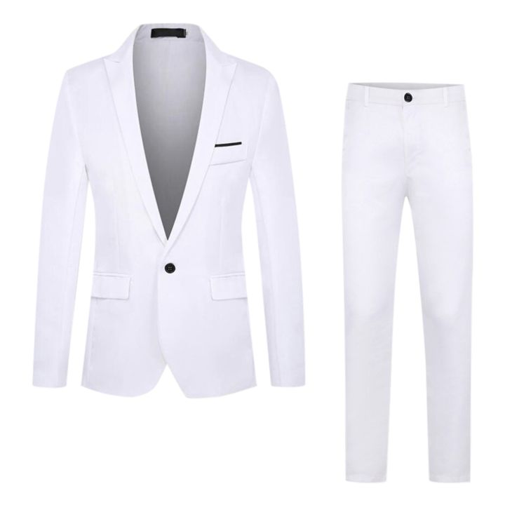 Men's Solid Color Suit Set Business Suit coat New And Fashion Slim Fit Dress Pants 2 Pieces Classic Blazers terno masculino