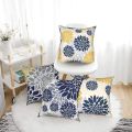 NANLIY Throw Pillow Covers 18x18 Inch Set of 4,Navy Blue Gold Oversized Flower Geometry Square Pillow Cushion Cases. 
