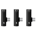 3X 2 In1 Type C Adapter Splitter for to 3.5mm Audio Headphone Charging Jack Earphone AUX Cable Connector-B. 