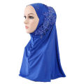 Malaysia Muslim Hijab Scarf One Piece Amira Solid Flower Rhinestone Shawl Women Headscarf Ready To Wear Musulmane Femme Cap Hat. 