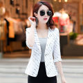 Spring and Autumn Stripes Small Suit Thin Coat Women's 3/4 Sleeve 2024 Summer New Slim Fit Slimming and Short Suit Casual. 