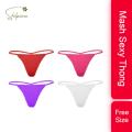 4 Pieces Solid Mesh Sexy G-String Thong for Women From Shilpiana / Stylish & Fashionable Underpants T-Back Panties For Women Ladies & Girls (White Red Purple Rose - Free Size).