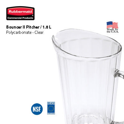 Rubbermaid Bouncer II Pitcher, Polycarbonate, Clear / 1.8 L