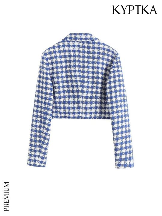 KYPTKA%20Women%20Fashion%20Tweed%20Cropped%20Blazer%20Coat%20Vintage%20Long%20Sleeve%20Front%20Button%20Female%20Outerwear%20Chic%20Vestes%20Femmes%20-%20Image%204