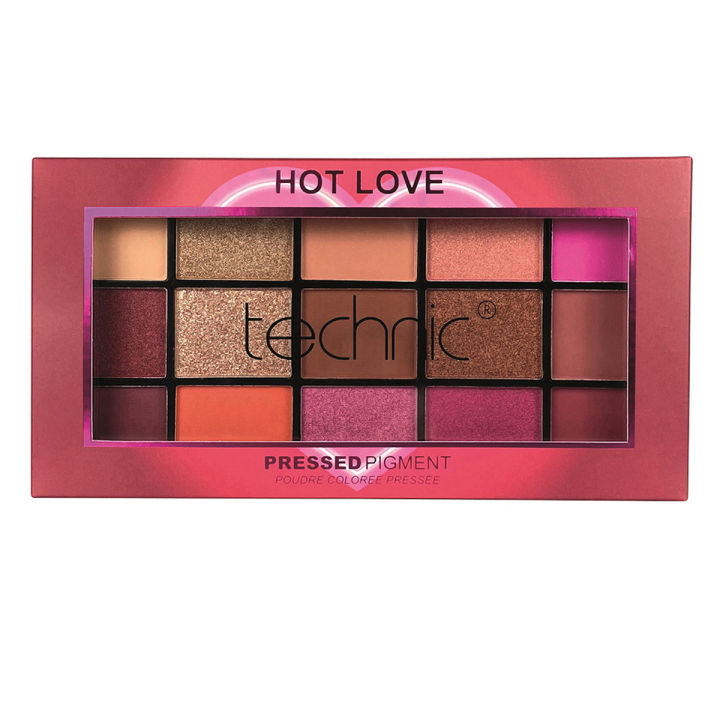 Technic 15 color Pressed Pigment Eyeshadow Palette - Hot Love