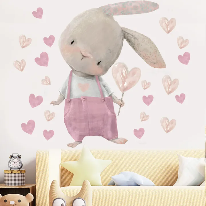 60%C3%9740Cm%20Cute%20Pink%20Rabbit%20Love%20Balloon%20Wall%20Stickers%20Poster%20Art%20Car%20Decal%20Kids%20Room%20Decoration%20Favors%20Wallpaper%201Pcs%20-%20Image%204