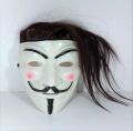 Joker Face with Long Hair for Party/Anonymous / Guy Fawkes Maks - White/joker mukhos-1pc. 