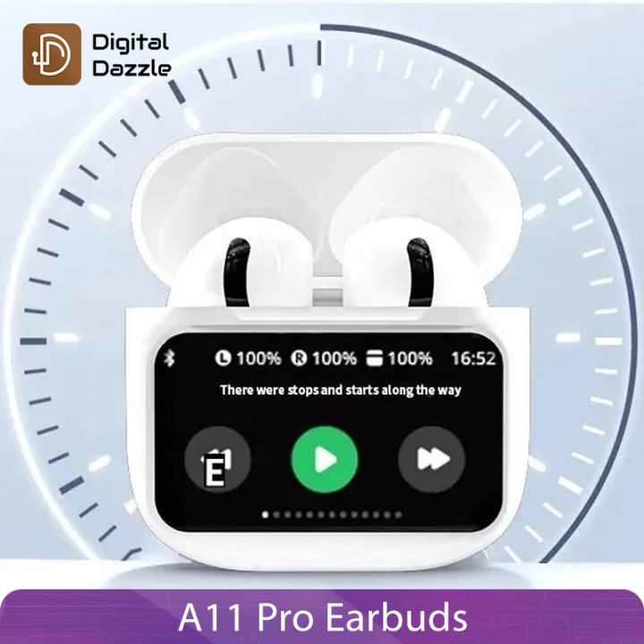 A11 Pro TWS Wireless Earbuds Touch Control LCD Screen Earphone with ENC Noise Cancelling Super Bass Premium Sound Long Battery Bluetooth Earbdus