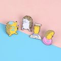 Cute Cartoon Hedgehog Brooch Creative Book Cup Stitching Heart Metal Badge Pin For Kids Costume Backpack Jewelry Gift.