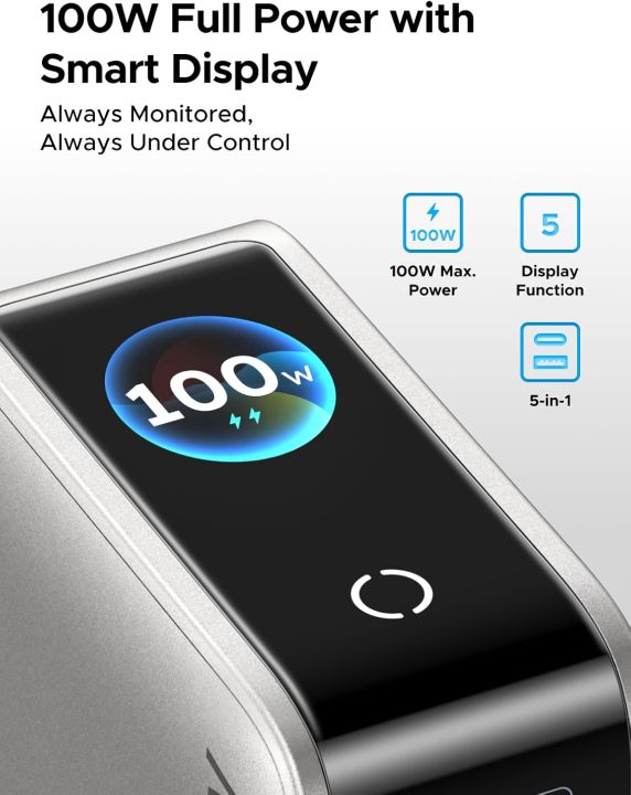 UGREEN%20Nexode%20Pro%20100W%20GaN%20USB-C%20Charger%205-Port%20Fast%20Wall%20Charger%20with%20Smart%20Display%20for%20MacBook,%20iPhone%2017/16,%20Galaxy,%20iPad%20Pro%20&%20Steam%20Deck%20%7C%206%20Months%20Warranty%20-%20Image%203
