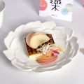 New Food Display Chinese Style Ceramic Plate Solid Color Household Plate Lotus Flower Lace Cake Exquisite Bread Dessert Plate. 
