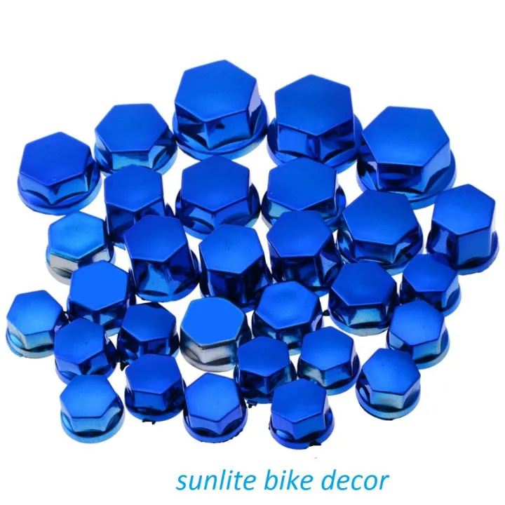 30Pcs/Set Nut Cap for Motorcycle. Nut Bolt Cap Cover for Motorbike Ornamental for any Bike . Blue